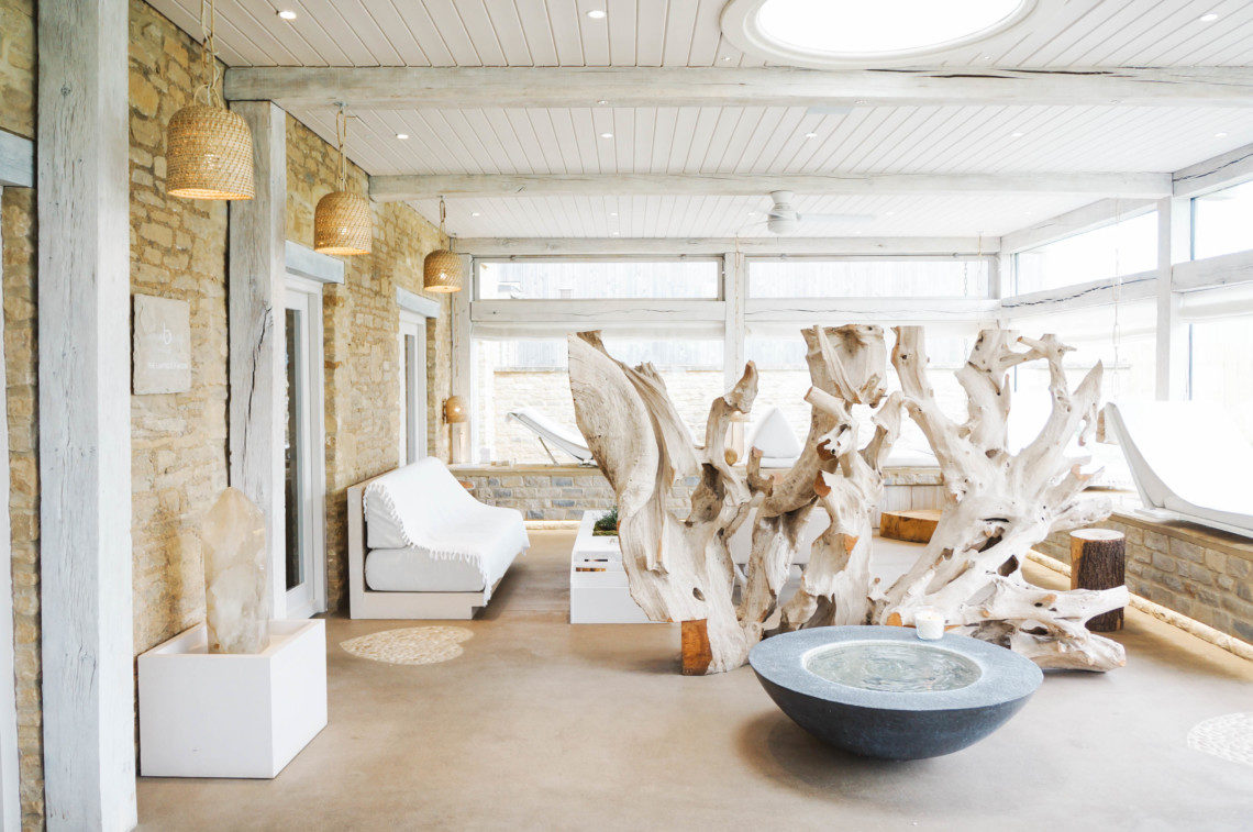 A look inside the Bamford Haybarn Spa, a day spa at Daylesford Farm in the English Countryside.